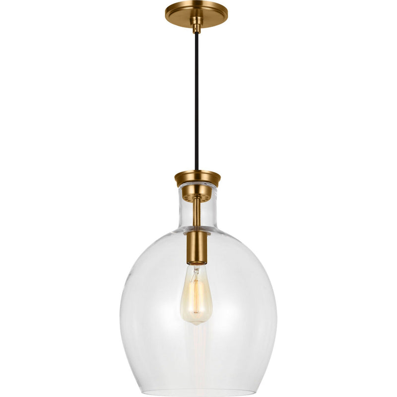 Vaso Pendant — 12", Clear, Burnished Brass