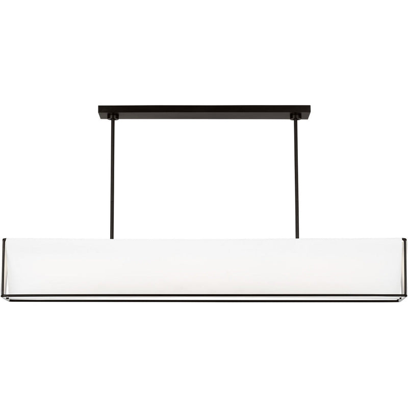 Velero Linear Chandelier — 56", White Silkscreen Tempered, Aged Iron