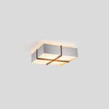 Veram Flushmount by Cerno, 24 inch, walnut wood frame with brushed aluminum shade