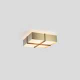 Veram Flushmount by Cerno, 24 inch, walnut wood frame with brushed brass shade
