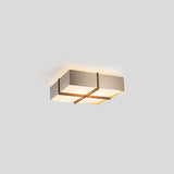 Veram Flushmount by Cerno, 24 inch, walnut wood frame with brushed rose gold shade