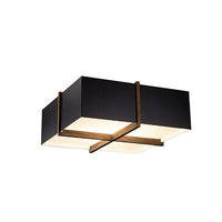 Veram Flushmount by Cerno, 18 inch, walnut wood frame with matte black with matte white interior shade