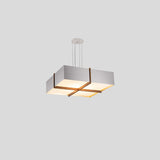Veram Pendant Light by Cerno, 24 inch, walnut wood frame with brushed aluminum shade