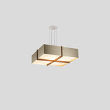 Veram Pendant Light by Cerno, 24 inch, walnut wood frame with distressed brass shade