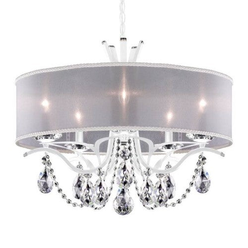 VESCA VA8305N CHANDELIER BY SCHONBEK, SHADE: WHITE, FINISH: WHITE, CRYSTAL COLOR: CLEAR HERITAGE CRYSTAL,  , | CASA DI LUCE LIGHTING