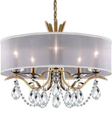 VESCA VA8305N CHANDELIER BY SCHONBEK, SHADE: WHITE, FINISH: HEIRLOOM GOLD, CRYSTAL COLOR: CLEAR HERITAGE CRYSTAL,  , | CASA DI LUCE LIGHTING