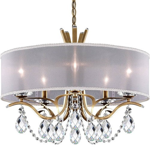 VESCA VA8305N CHANDELIER BY SCHONBEK, SHADE: WHITE, FINISH: HEIRLOOM GOLD, CRYSTAL COLOR: CLEAR HERITAGE CRYSTAL,  , | CASA DI LUCE LIGHTING