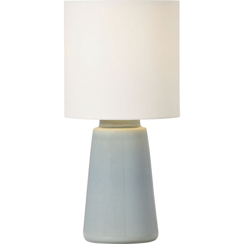 Vessel Table Lamp — 11", White Linen, Blue Anglia Crackle