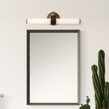 Vintage Brass/Glossy Opal Glass Ledger Vanity Light by Alora Lighting