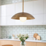 Vintage Brass/Matte Opal Glass 6inch Umbra Pendant by Kuzco Lighting