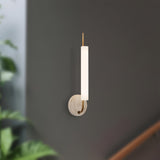 Vintage Brass/Travertine Wick Wall Sconce by Kuzco Lighting