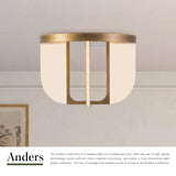 Vintage Brass 16inch Anders Semi-Flush Mount by Alora Lighting