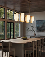 Vintage Brass Anders Linear Pendant by Alora Lighting in Dining Room