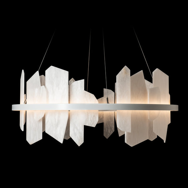Volterra Circular Chandelier White By Hubbardton Forge Front View