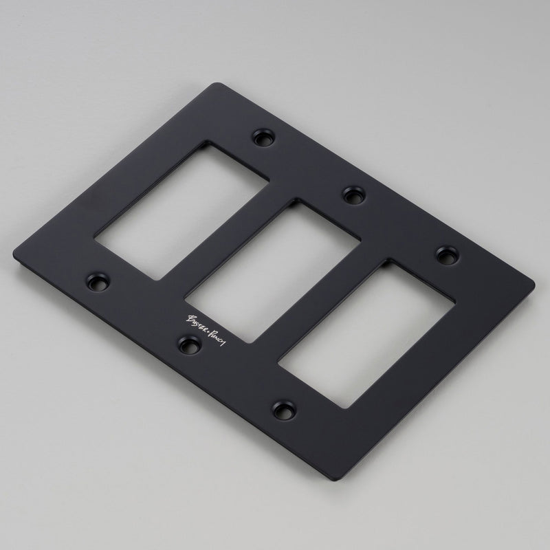 Wall Plate Metal Black 3G By Buster And Punch