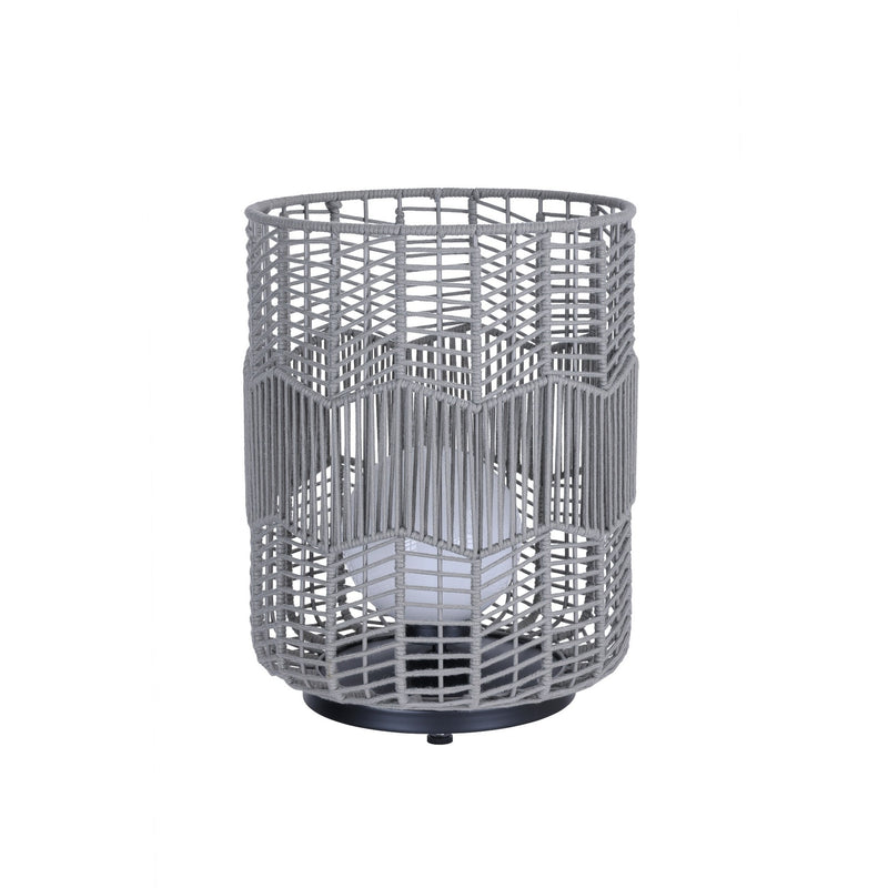 Wallis Outdoor Portable Light by Eurofase - Matte Black with Grey Rope Shade