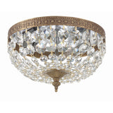 Waltham Crystal Basket Flush Mount 10" Olde Brass
