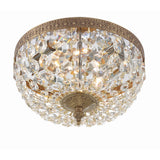 Waltham Crystal Basket Flush Mount 10" Olde Brass