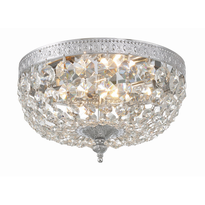 Waltham Crystal Basket Flush Mount 10" Polished Chrome