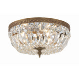 Waltham Crystal Basket Flush Mount 12" Olde Brass