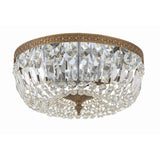 Waltham Crystal Basket Flush Mount 14" Olde Brass