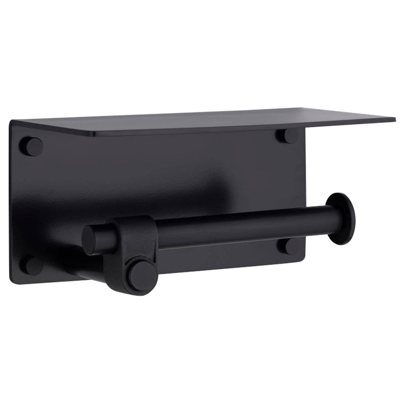 Welders Black Toilet Roll Holder-With Shelf-Cast by Buster and Punch