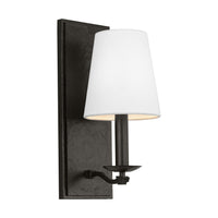 Wellen Wall Sconce — 5", White Linen, Aged Iron
