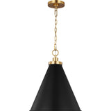 Wellfleet Cone Pendant — 15 5/8", Midnight Black and Burnished Brass