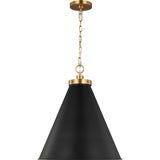 Wellfleet Cone Pendant — 19 1/2", Midnight Black and Burnished Brass