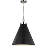 Wellfleet Cone Pendant — 19 1/2", Midnight Black and Polished Nickel