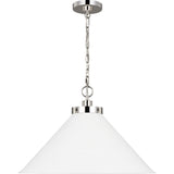 Wellfleet Cone Pendant — 23 1/2", Matte White and Polished Nickel