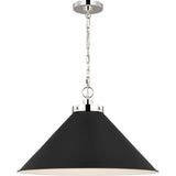 Wellfleet Cone Pendant — 23 1/2", Midnight Black and Polished Nickel
