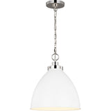 Wellfleet Dome Pendant — 15 5/8", Matte White and Polished Nickel