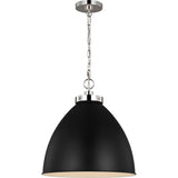 Wellfleet Dome Pendant — 17 1/2", Midnight Black and Polished Nickel