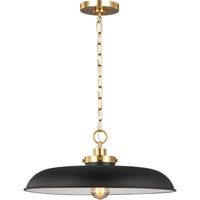 Wellfleet Wide Pendant — 20", Midnight Black and Burnished Brass
