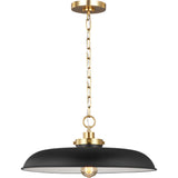 Wellfleet Wide Pendant — 20", Midnight Black and Burnished Brass