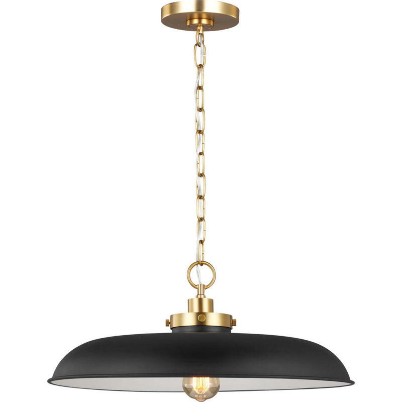 Wellfleet Wide Pendant — 20", Midnight Black and Burnished Brass