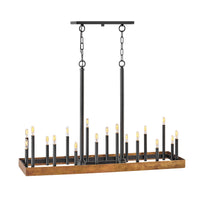 Wells Large Eighteen Light Linear Chandelier - Weathered Brass - by Hinkley