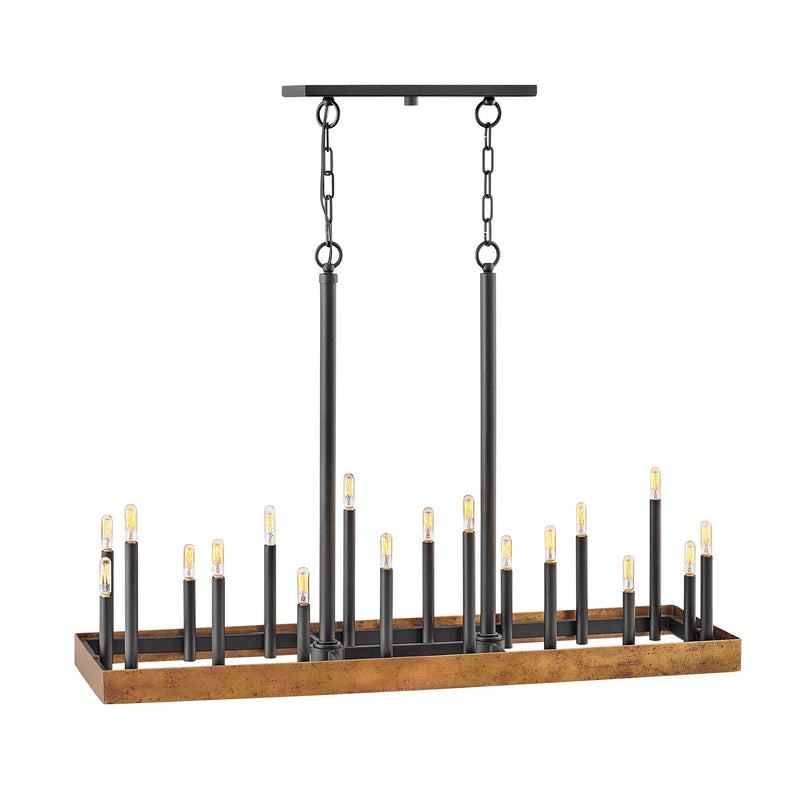 Wells Large Eighteen Light Linear Chandelier - Weathered Brass - by Hinkley