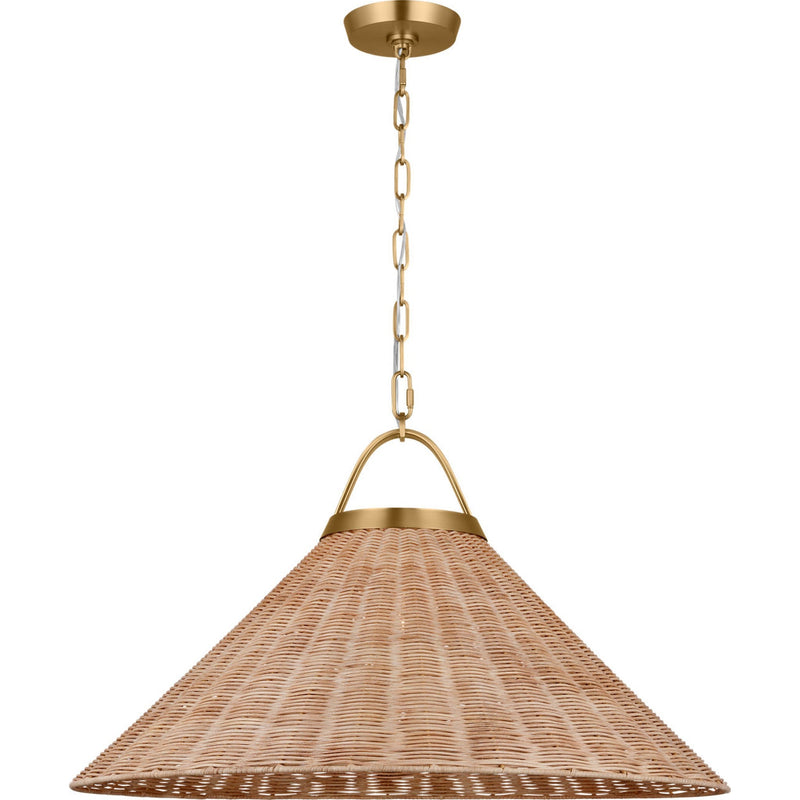 Whitby Grand Pendant — 30", Blonde rattan, Burnished Brass