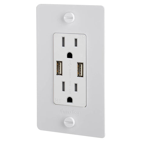 White 1G Duplex Outlet-Complete-USB-A by Buster and Punch