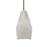 White Crackle-Black Cord Crease Tall Ceramic Pendant by Justice Design
