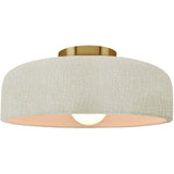 White Crackle Brushed Brass Ceramic Small Spire Semi-Flush by Justice Design