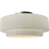 White Crackle Brushed Nickel Ceramic Small Tier Semi-Flush by Justice Design