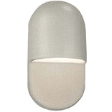 White Crackle Ceramic Mini Outdoor Capsule Wall Sconce by Justice Design