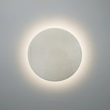 White Crackle Small Ceramic Round Backlit Color Temperature Selectable LED Wall Sconce by Justice Design