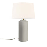 White Crackle White Linen Fabric Ceramic Tower Table Lamp with Fabric Shade by Justice Design
