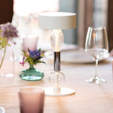 White with Clear and Gray Glass Royal Family Wi-Fi Portable Table Lamp by Zafferano in Zoomed View