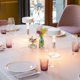 White with Clear and Gray Glass Royal Family Wi-Fi Portable Table Lamp by Zafferano in Dining Room