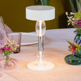 White with Clear and Gray Glass Royal Family Wi-Fi Portable Table Lamp by Zafferano in Zoomed View